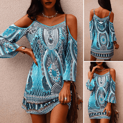 Printed Crew Neck Slip Dress