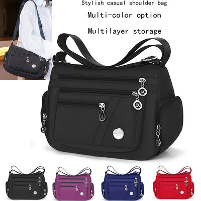 1pc Waterproof Nylon Crossbody Bag - Casual, Studded, Lightweight with Adjustable Strap