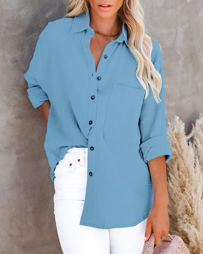 V-Neck Button Cotton Linen Shirt