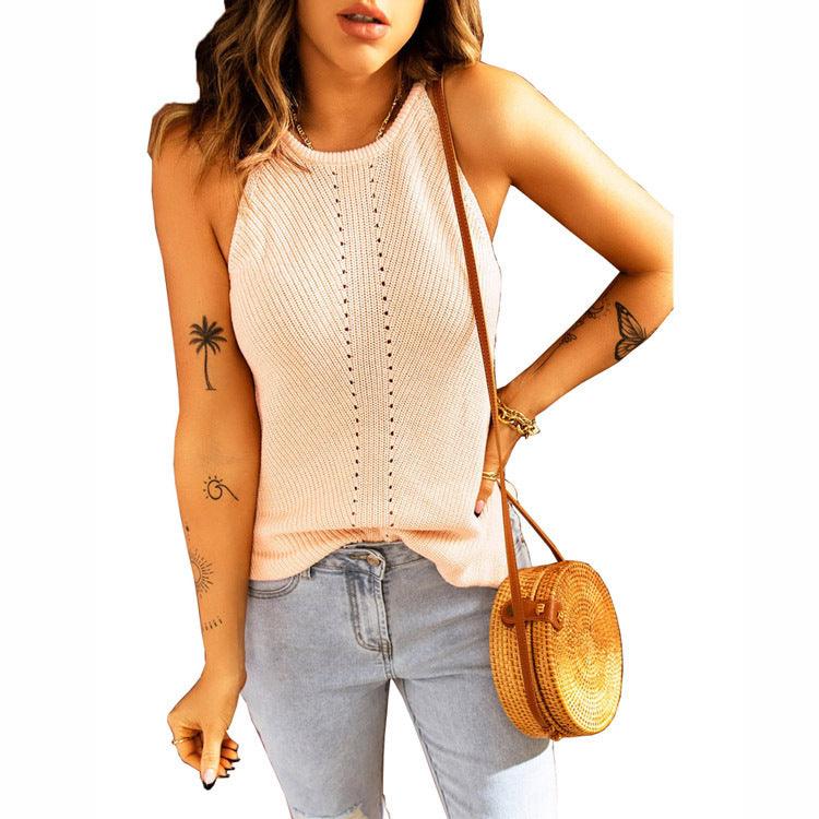 Beach Halter Neck Knitted Loose Vest