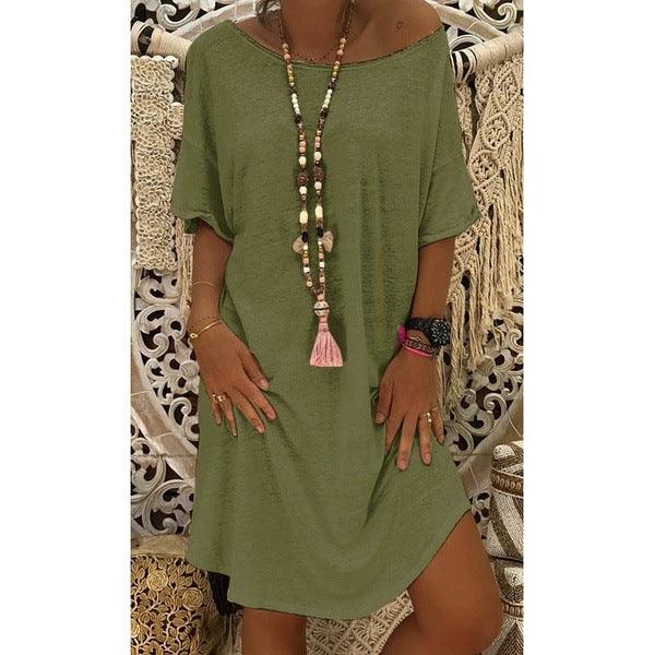 Women's Short Sleeve Loose Knitted Dress