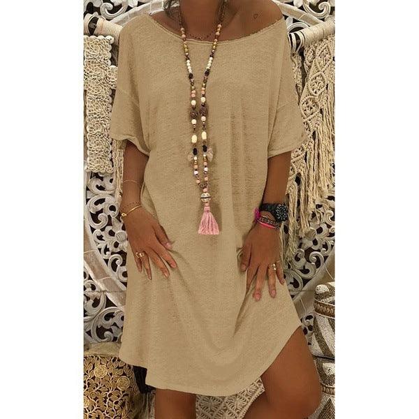 Women's Short Sleeve Loose Knitted Dress