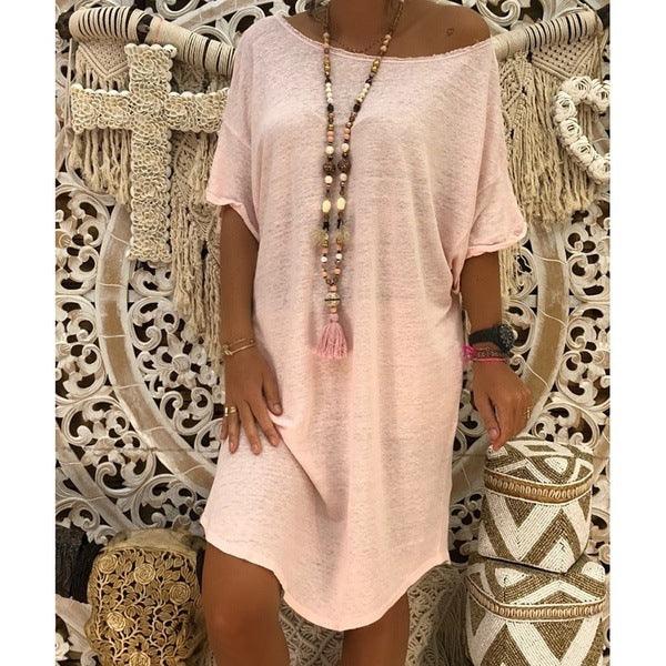 Women's Short Sleeve Loose Knitted Dress