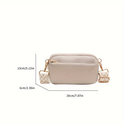 Mini Crossbody Bag - Square PU Leather, Wide Shoulder Strap