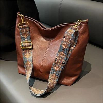 Boho Chic Women's Shoulder Bag - Large Capacity, Vintage Wide Strap Crossbody