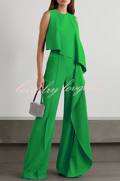 Amazing Views Irregular Hem Wide Leg Formal Party Jumpsuit