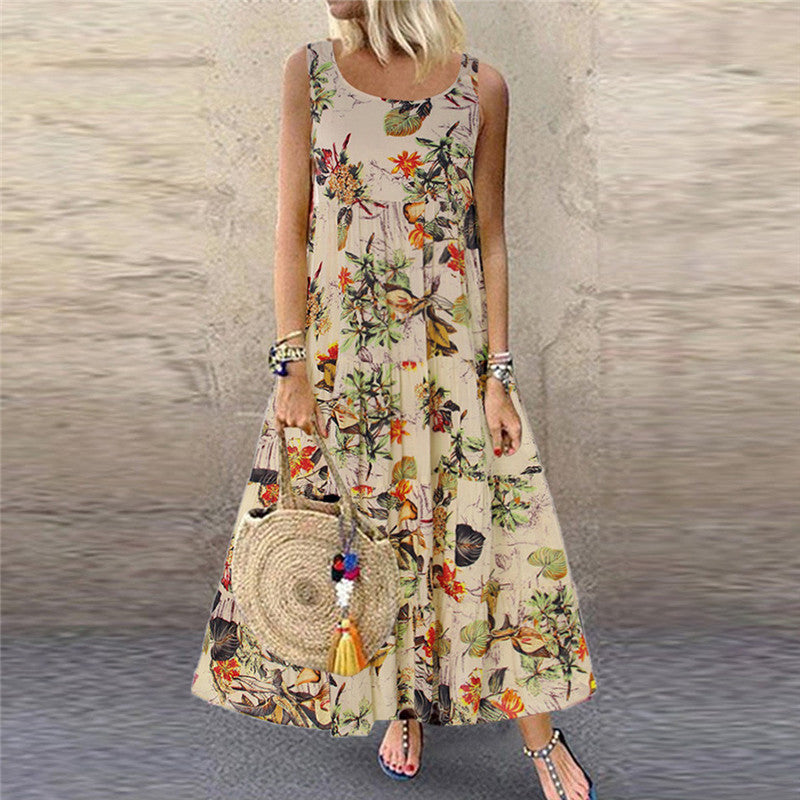 Bohemian Floral Women Summer Beach Long Dress