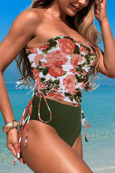 Unique Print High Waist Tie-Stretch Two-Piece Bikini Swimsuit