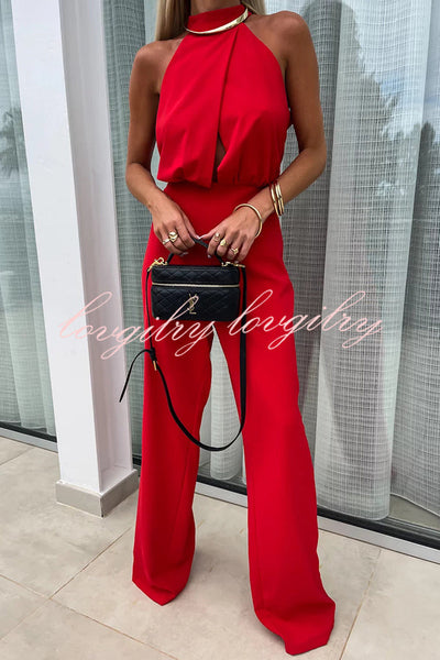 Fashionable Solid Color Sleeveless Hollow Slim Fit Jumpsuit