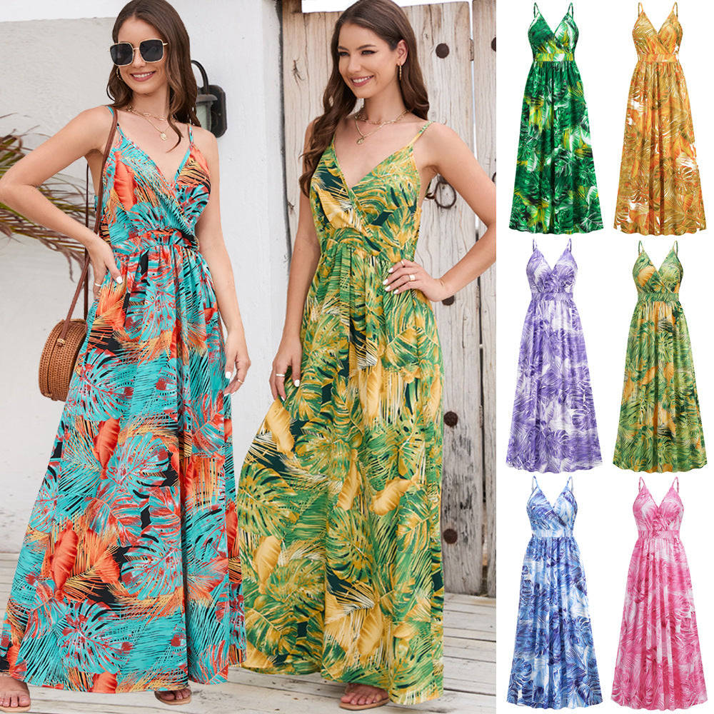 Flowers Long Summer Swing Holiday Beach Dress