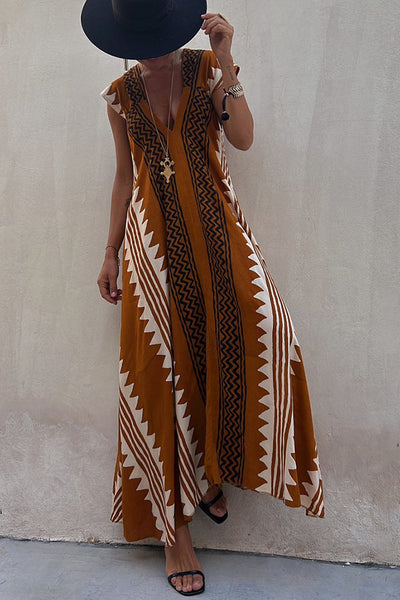 Beach Dates Ethnic Print A-line Maxi Dress