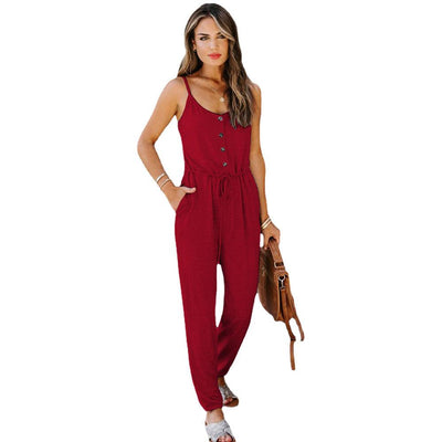 Summer Casual Waist Knitted Jumpsuit