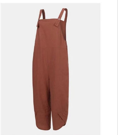 Women's Solid Color Casual Overalls With Pockets