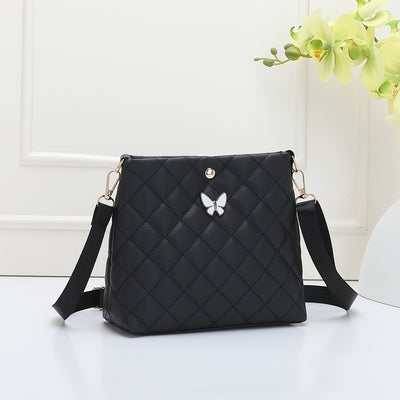 Wave Quilted Bucket Bag - Mini Crossbody, Trendy Shoulder Handbag