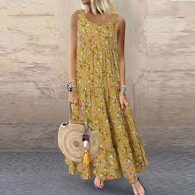 Bohemian Floral Women Summer Beach Long Dress