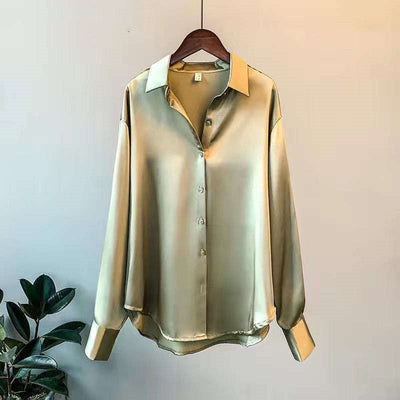 Women's Long-sleeved Satin Shirt