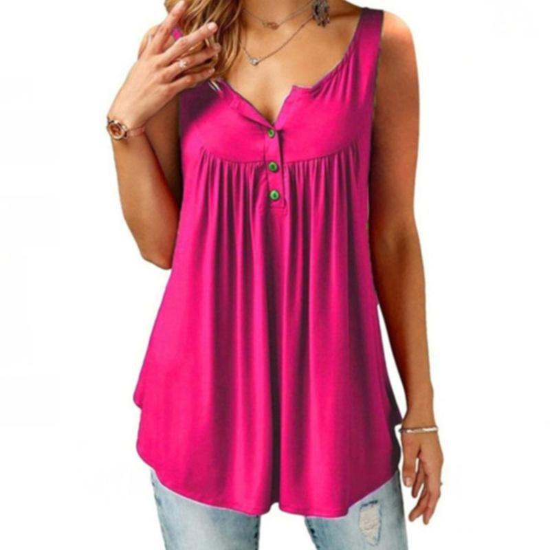 Summer Loose Button Tank Top