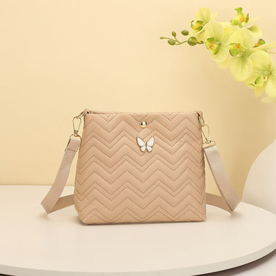 Wave Quilted Bucket Bag - Mini Crossbody, Trendy Shoulder Handbag