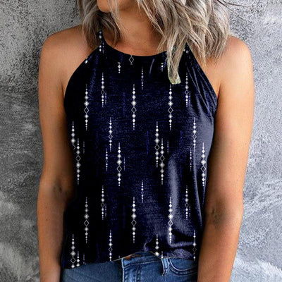 Women's Bohemian Print Vest Stitching Retro Top