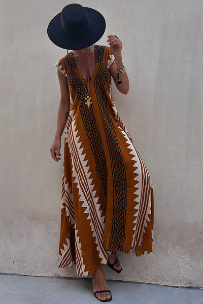 Beach Dates Ethnic Print A-line Maxi Dress