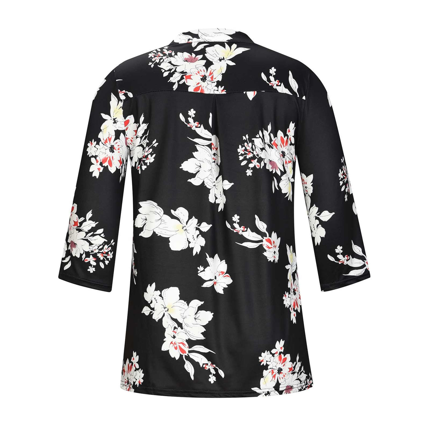 Flowers Print Tops V Neck Long Sleeve Blouse