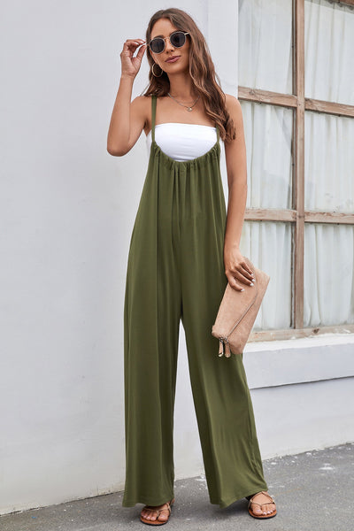 Strap High Waist Casual Wide Leg Jumpsuit