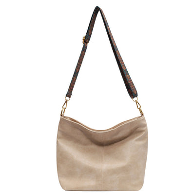 Geometric Strap Hobo Bag - Large Capacity, Retro Crossbody