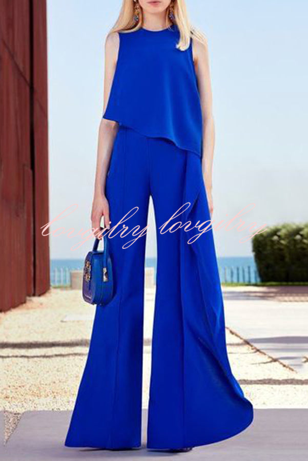 Amazing Views Irregular Hem Wide Leg Formal Party Jumpsuit