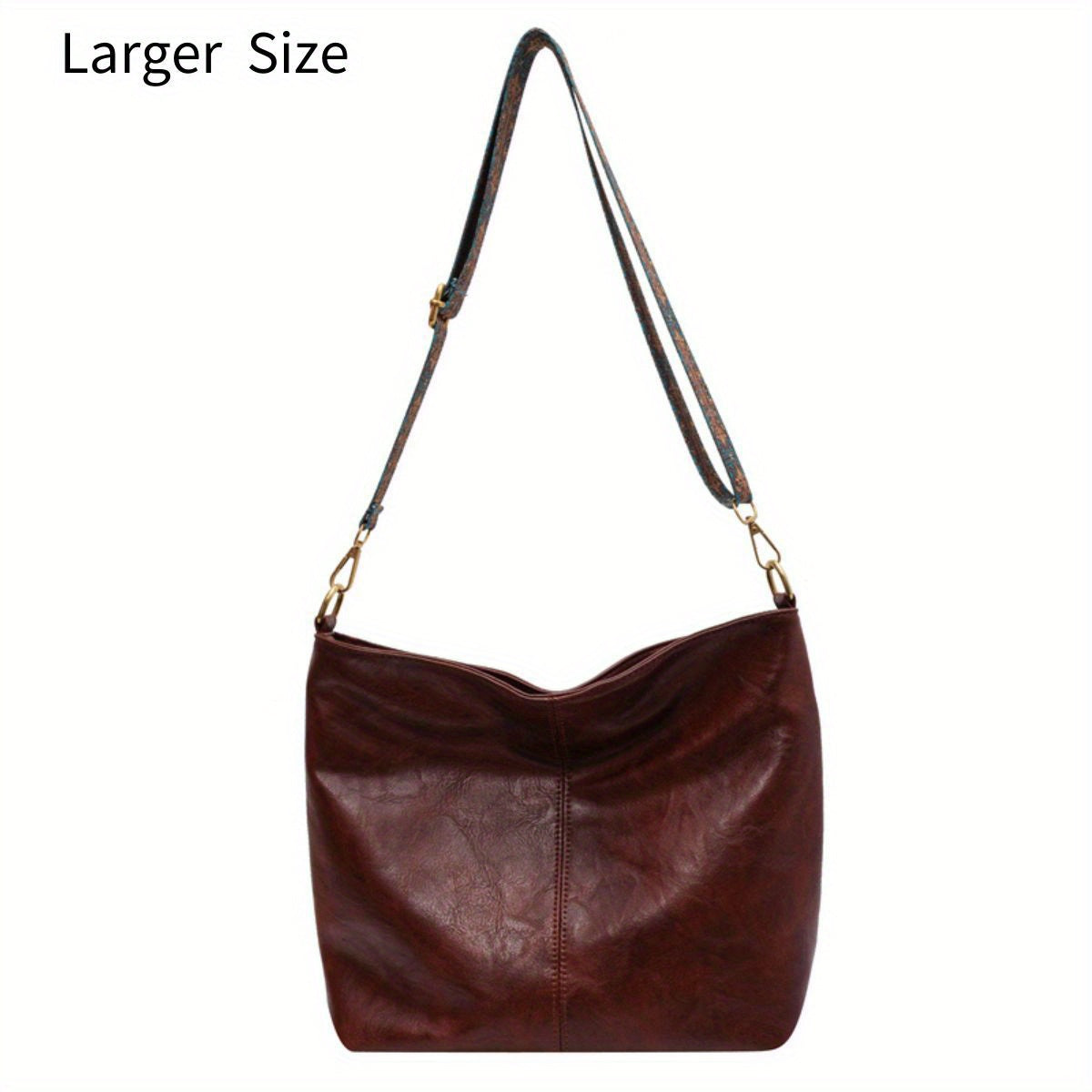 Geometric Strap Hobo Bag - Large Capacity, Retro Crossbody