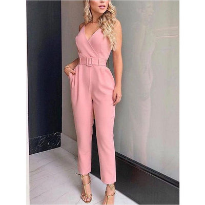 Solid Color Urban Casual Jumpsuit