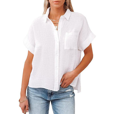 Summer Cotton Linen Short Sleeve Casual Shirt