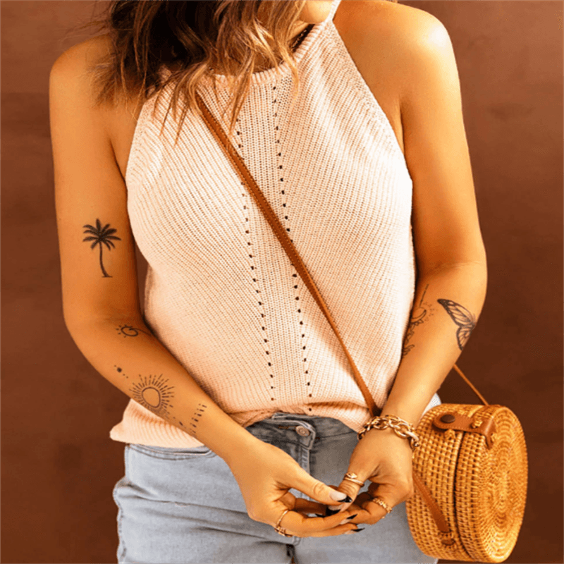 Beach Halter Neck Knitted Loose Vest