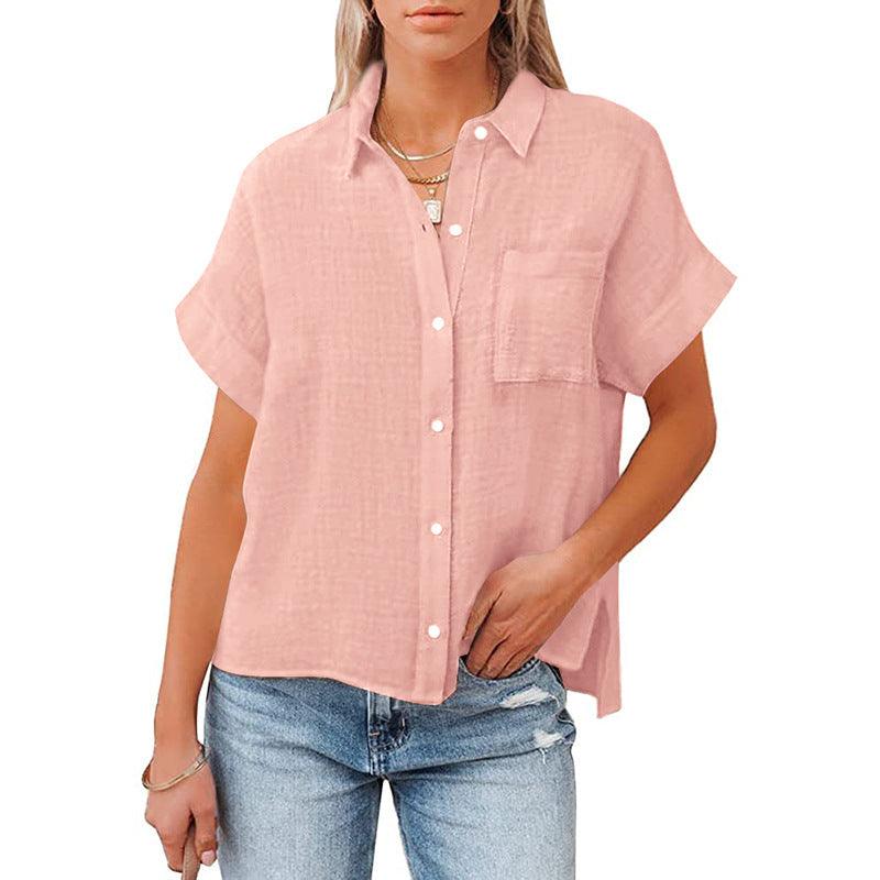 Summer Cotton Linen Short Sleeve Casual Shirt