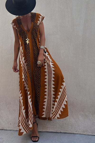 Beach Dates Ethnic Print A-line Maxi Dress