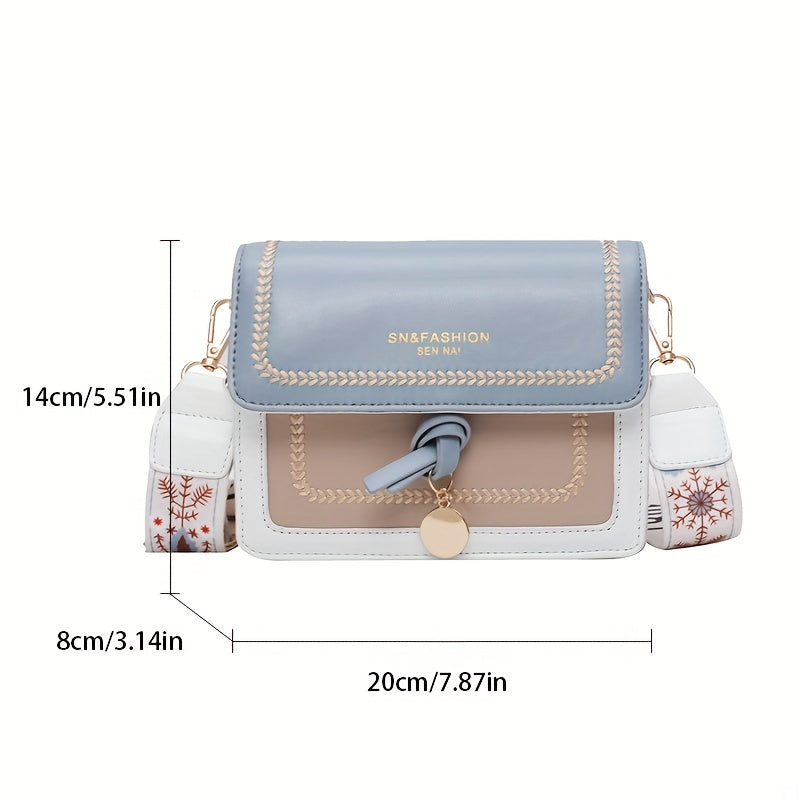 Fashion Flap Shoulder Bag, Women's Buckle Decor Crossbody Purse With Wide Strap