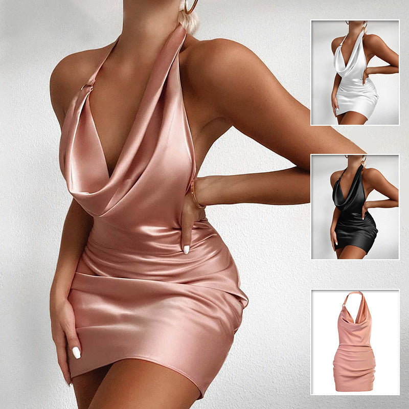 V Neck Backless Mini Sleeveless Summer Party Dress