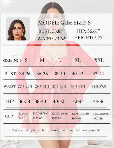 2 Piece Sheer Kimono Robe with Lace Teddy