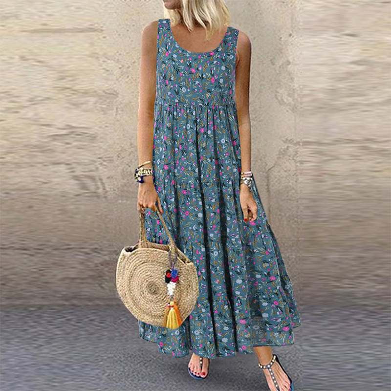 Bohemian Floral Women Summer Beach Long Dress