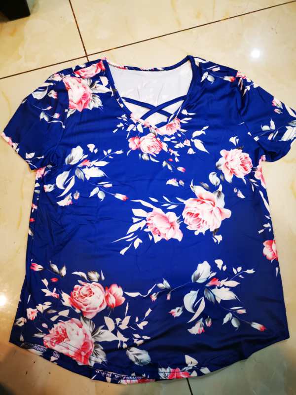 Flower Print Cross T-shirt