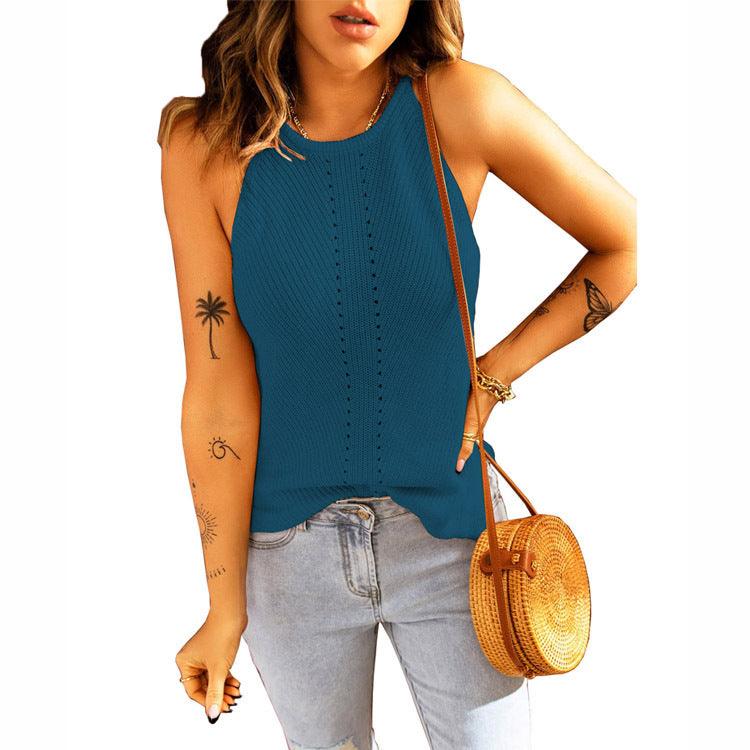 Beach Halter Neck Knitted Loose Vest