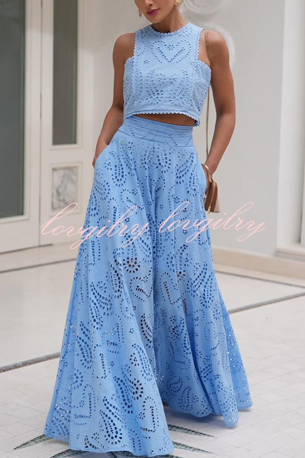 Paris Dreaming Embroidered Lace High Rise Elastic Waist Pocket Maxi Skirt