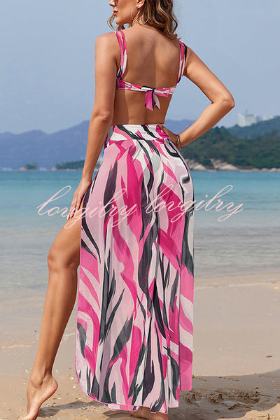 Unique Printed Loose High Waist Split Beach Pants