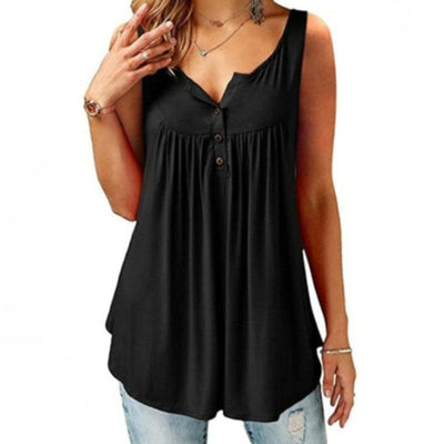 Summer Loose Button Tank Top