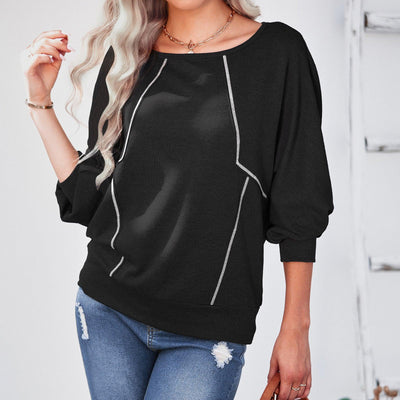 Women's Round Neck Loose Long Sleeve Shirt