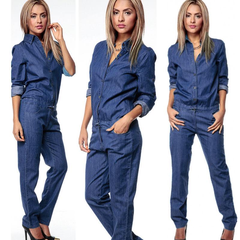 Lapel Denim Jumpsuit