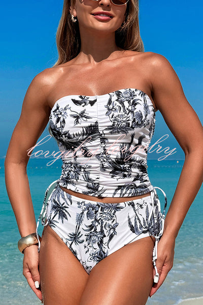 Unique Print High Waist Tie-Stretch Two-Piece Bikini Swimsuit