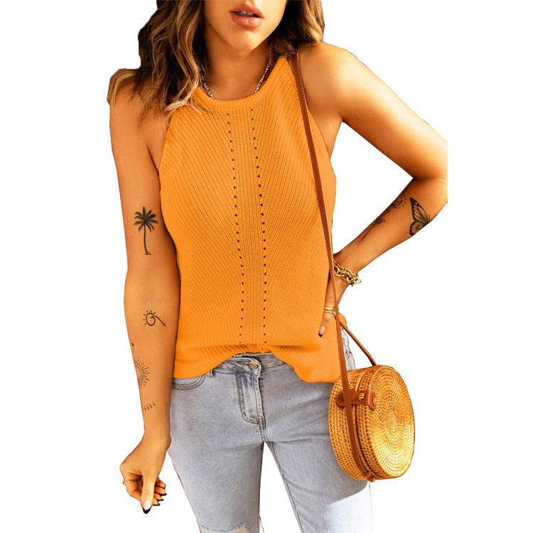 Beach Halter Neck Knitted Loose Vest