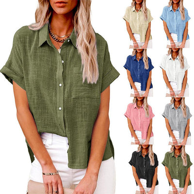 Solid Color Casual Loose Patchwork Shirt