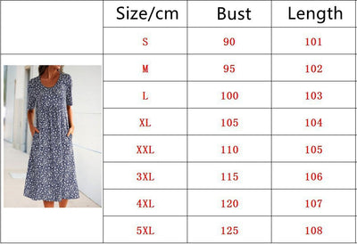 Acewonders™ Women's Floral Mid-Length Dress with Short Sleeves