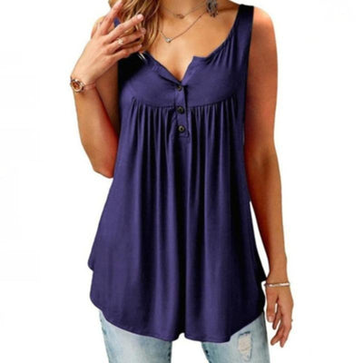 Summer Loose Button Tank Top